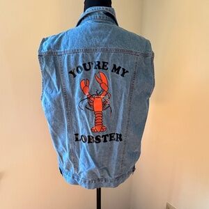 **FRIENDS* Light Wash Cotton Denim "You're My Lobster" Vest Size Medium